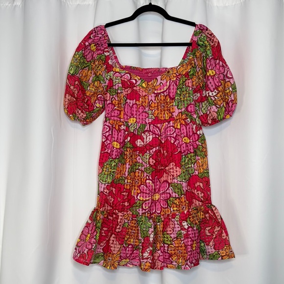 Flying Tomato | Anthropologie | Floral Mini Dress Puffy Sleeves  M Medium - Picture 2 of 13